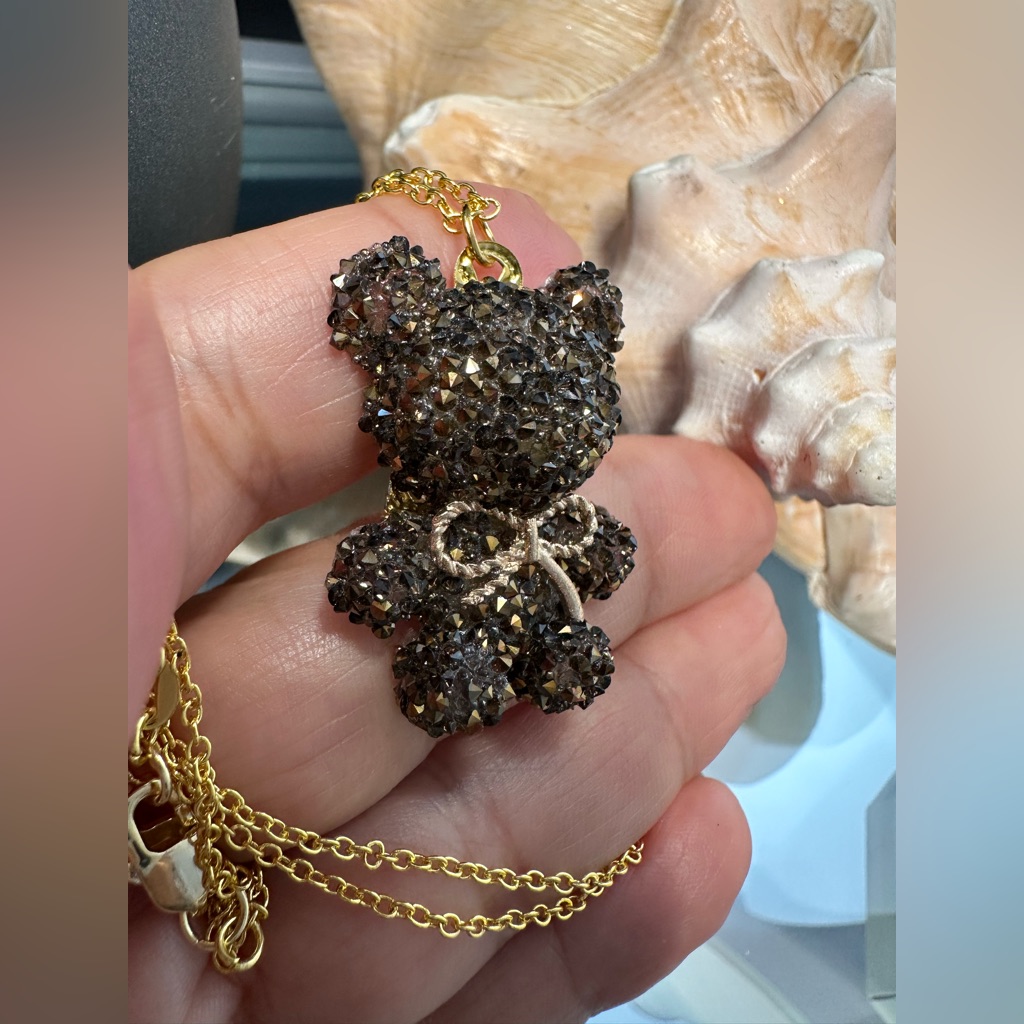 Elegant And Fun Gold Plated Chain Crystal Bear Pendant Necklace